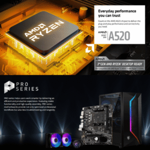 MSI A520M-A PRO AMD RYZEN MOTHERBOARD MiCRO ATX BOX PACK (1)