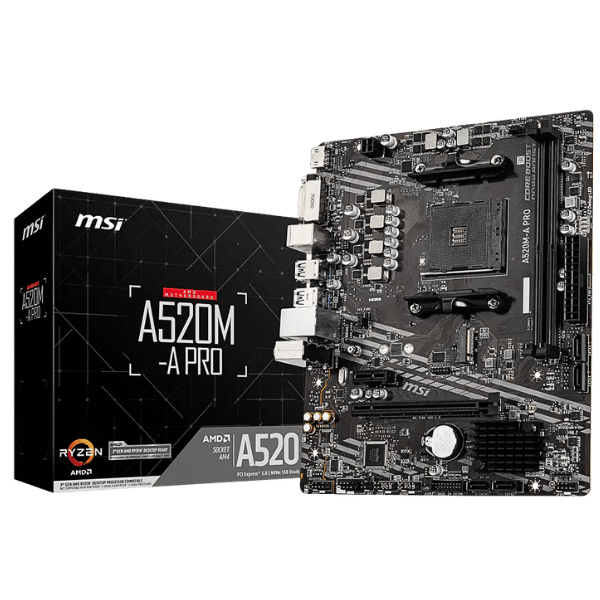MSI A520M-A PRO AMD RYZEN MOTHERBOARD MiCRO ATX BOX PACK (18)