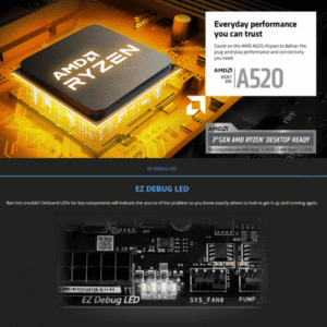 MSI A520M-A PRO AMD RYZEN MOTHERBOARD MiCRO ATX BOX PACK (5)