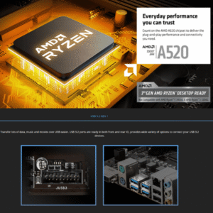 MSI A520M-A PRO AMD RYZEN MOTHERBOARD MiCRO ATX BOX PACK (7)