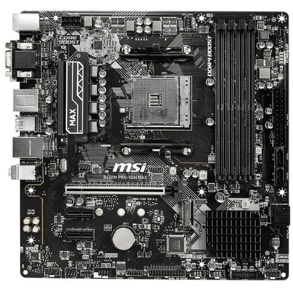 MSI B450M PRO-VDH MAX AMD RYZEN MOTHERBOARD MiCRO ATX USED
